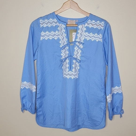 NWT Rungolee | Blue Marissa Embroidered Blouse Size XS - Picture 1 of 4